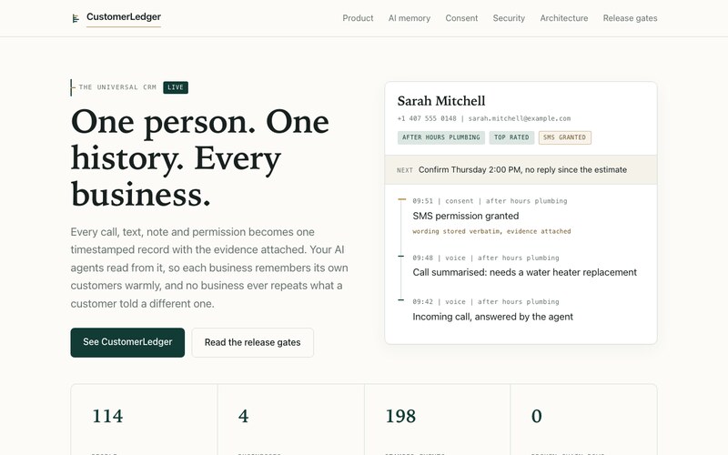 CustomerLedger homepage