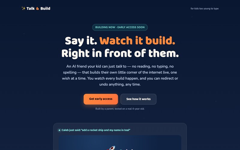 Talk and Build homepage