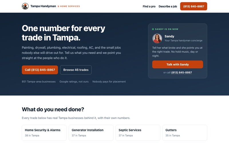 Tampa Handyman Services Network homepage
